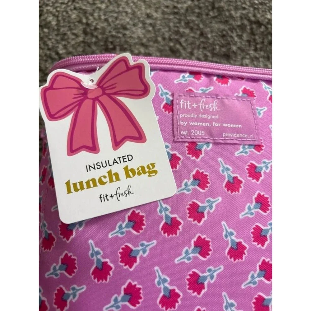 Insulated lunch bag pink bow